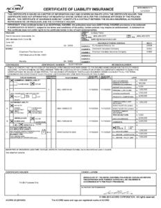 Certificate of Insurace